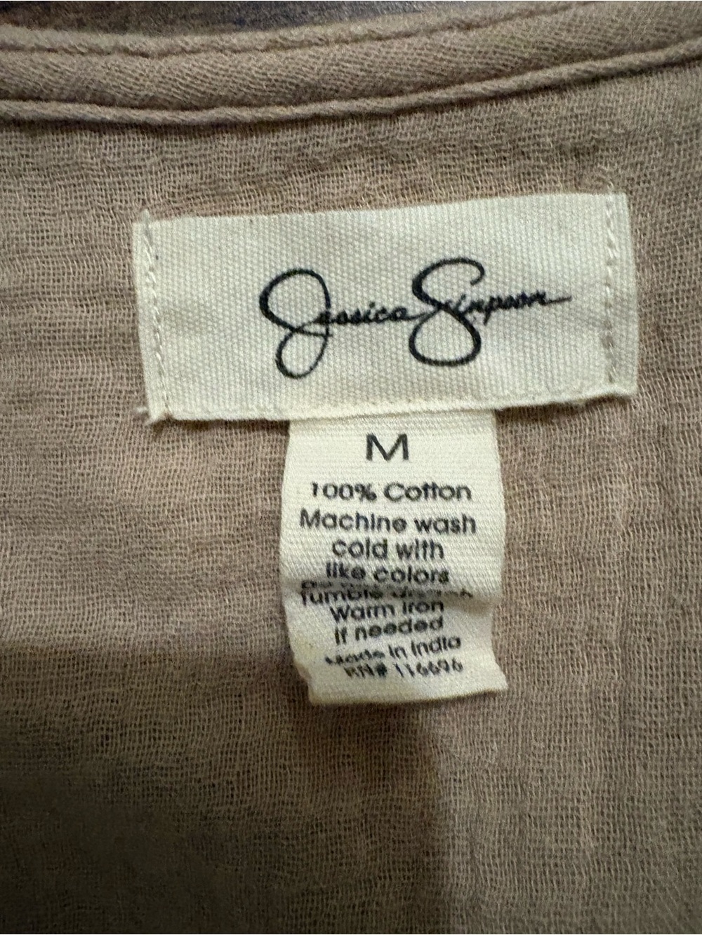 Jessica Simpson Sleeveless Button-Front Midi Dress in Beige - Picture 3 of 3